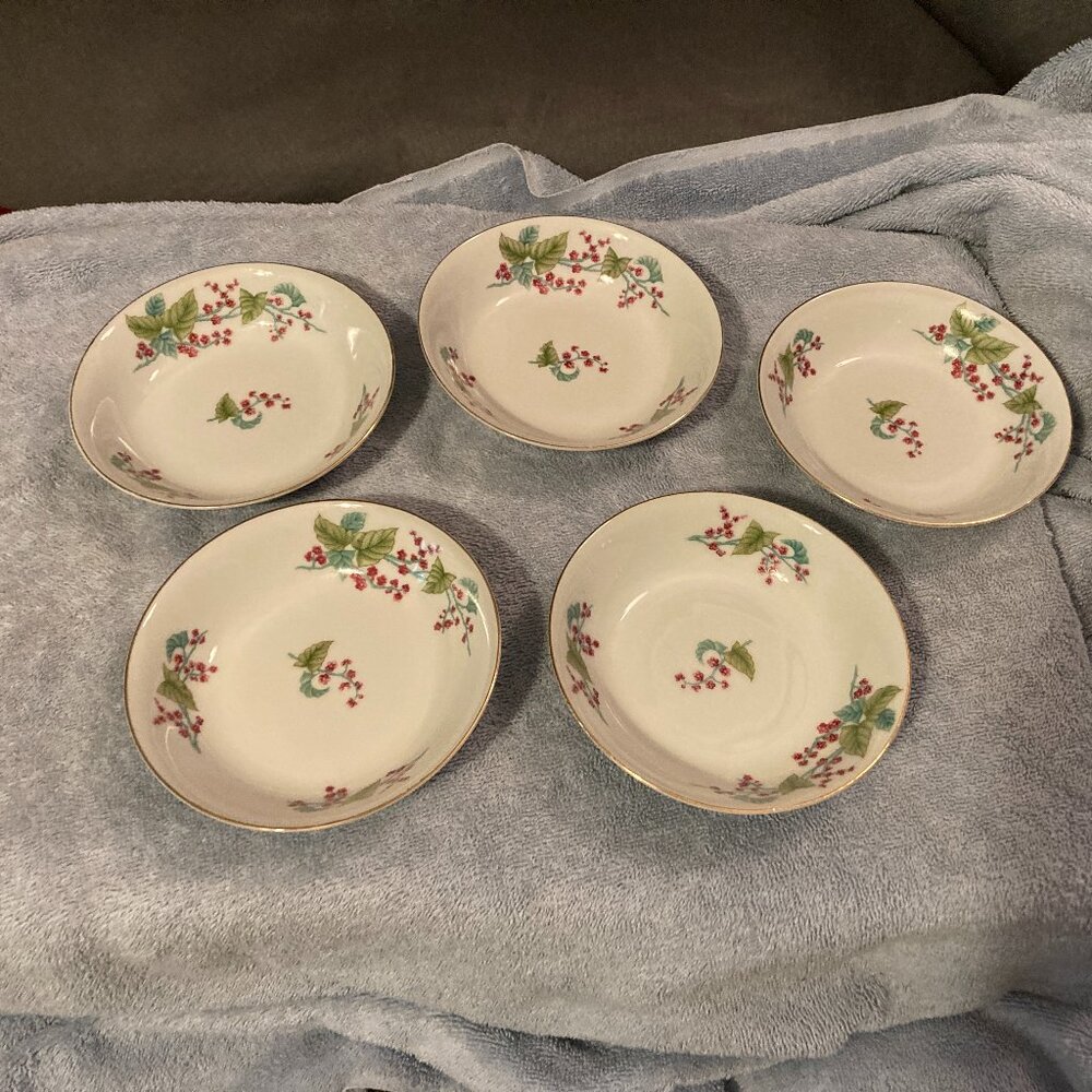 SGK China-5 Berry/Fruit Bowls-Occupied Japan-5.25" D-1945  to 1952-KONG 86-EUC